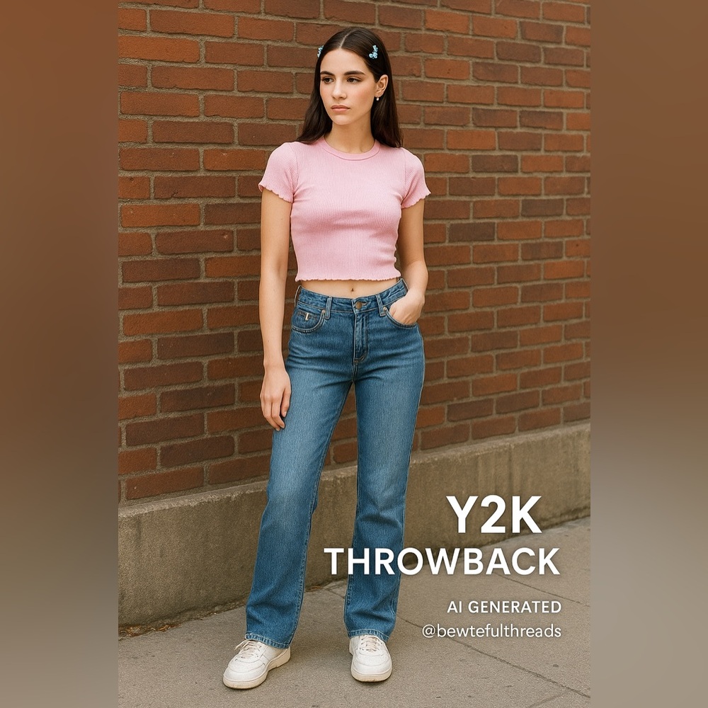 Vintage Y2K Worn Jeans Mid Rise Straight Leg Blue Denim | Women’s Size 12